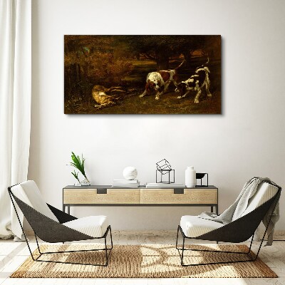 Dogs in the forest Print on canvas