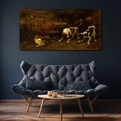 Dogs in the forest Print on canvas