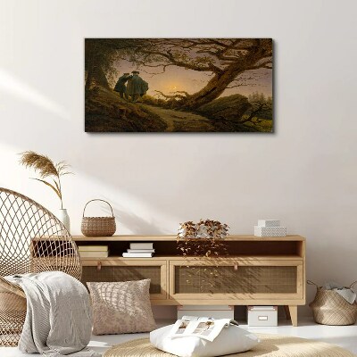 Sunset over the landscape Canvas wall art