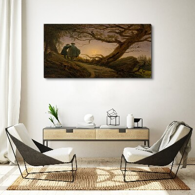 Sunset over the landscape Canvas wall art