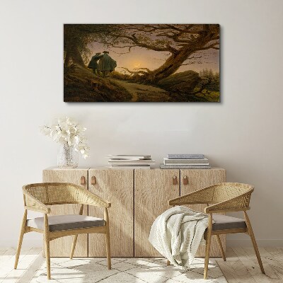 Sunset over the landscape Canvas wall art