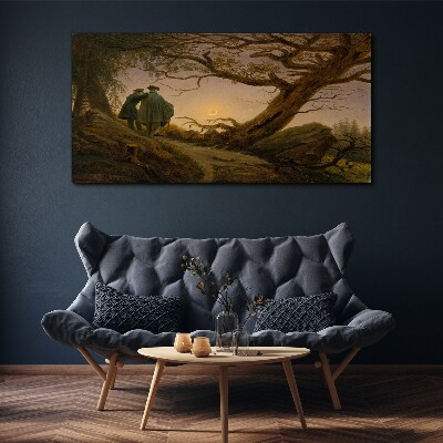 Sunset over the landscape Canvas wall art