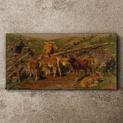 Pastoral landscape with cattle Canvas wall art