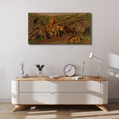 Pastoral landscape with cattle Canvas wall art
