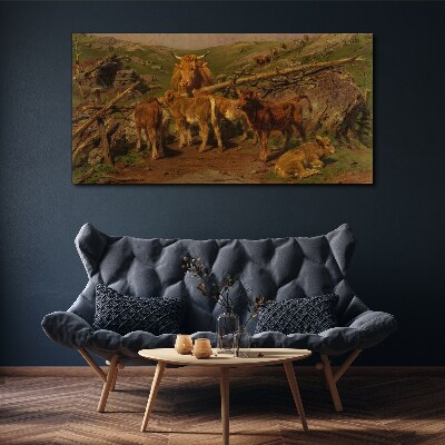 Pastoral landscape with cattle Canvas wall art