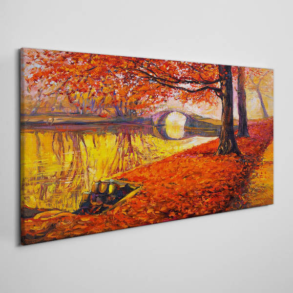 Golden autumn on the river Canvas wall art