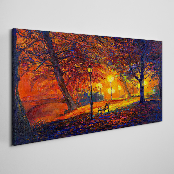 Golden autumn in the park Canvas wall art