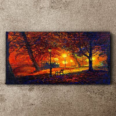 Golden autumn in the park Canvas wall art