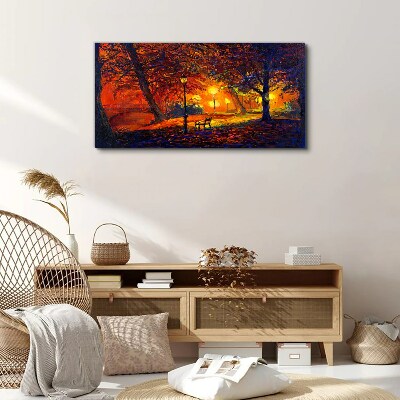 Golden autumn in the park Canvas wall art