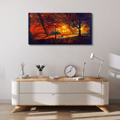 Golden autumn in the park Canvas wall art