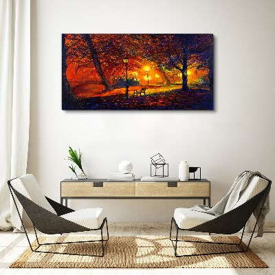 Golden autumn in the park Canvas wall art