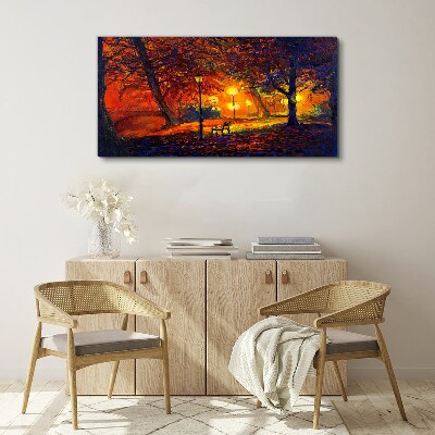 Golden autumn in the park Canvas wall art