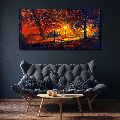 Golden autumn in the park Canvas wall art