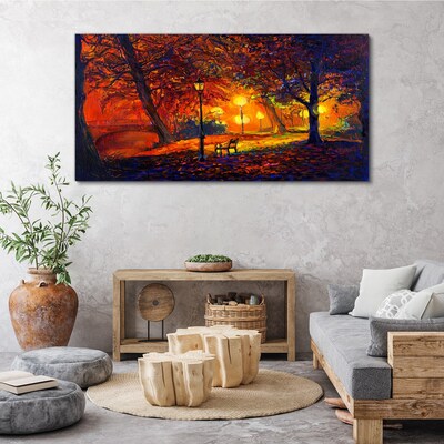 Golden autumn in the park Canvas wall art