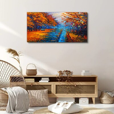 Golden autumn over the calm water Print on canvas