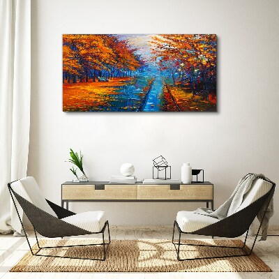Golden autumn over the calm water Print on canvas