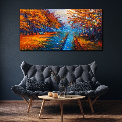 Golden autumn over the calm water Print on canvas