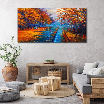 Golden autumn over the calm water Print on canvas