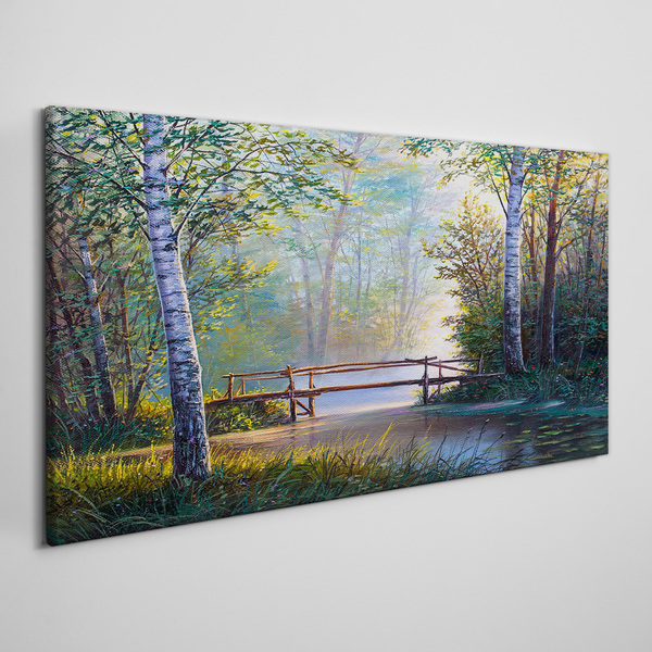 A bridge in a forest landscape Print on canvas