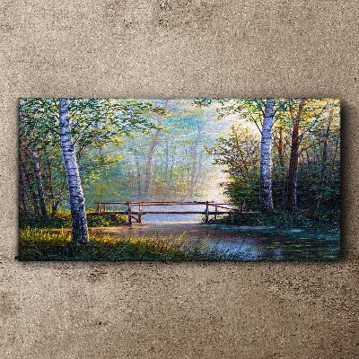 A bridge in a forest landscape Print on canvas
