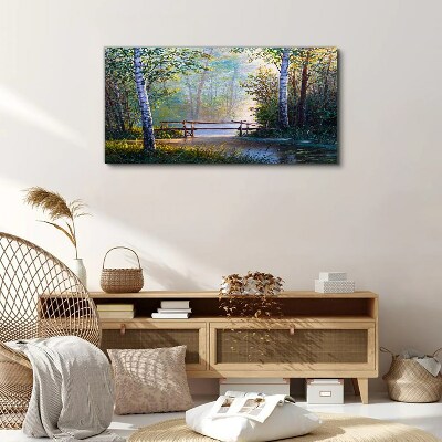 A bridge in a forest landscape Print on canvas