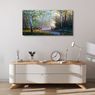 A bridge in a forest landscape Print on canvas