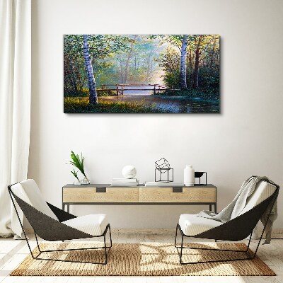 A bridge in a forest landscape Print on canvas