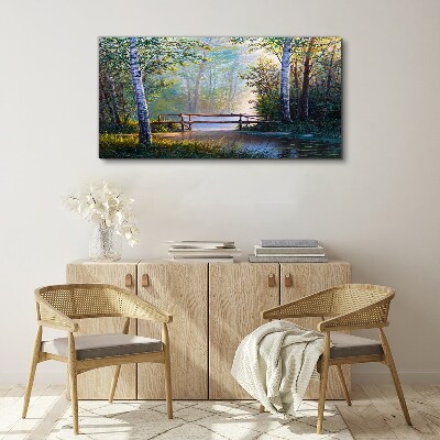 A bridge in a forest landscape Print on canvas