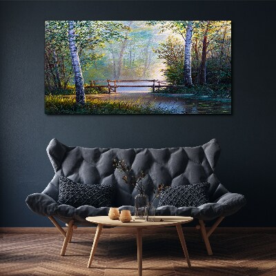 A bridge in a forest landscape Print on canvas