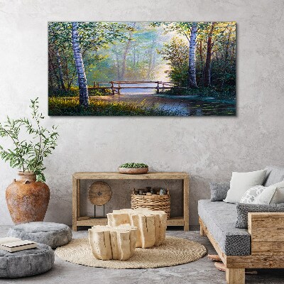A bridge in a forest landscape Print on canvas
