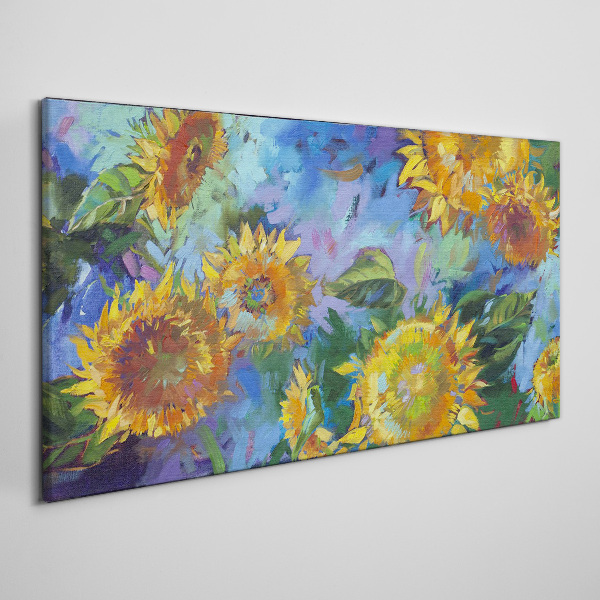 Sunflowers in a colorful composition Print on canvas