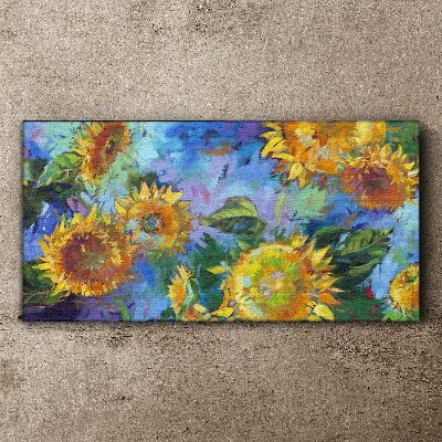 Sunflowers in a colorful composition Print on canvas