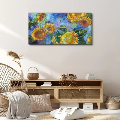 Sunflowers in a colorful composition Print on canvas