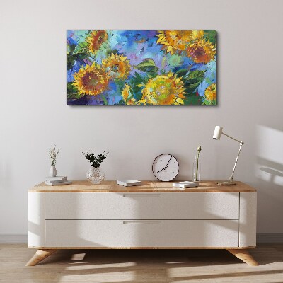 Sunflowers in a colorful composition Print on canvas