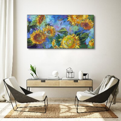 Sunflowers in a colorful composition Print on canvas