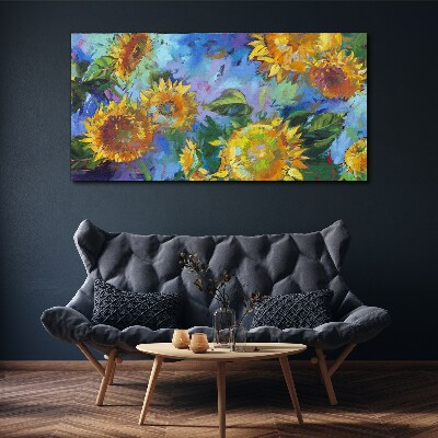 Sunflowers in a colorful composition Print on canvas