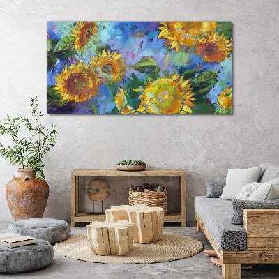 Sunflowers in a colorful composition Print on canvas