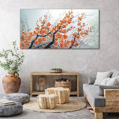 A floral explosion in shades of orange Canvas wall art