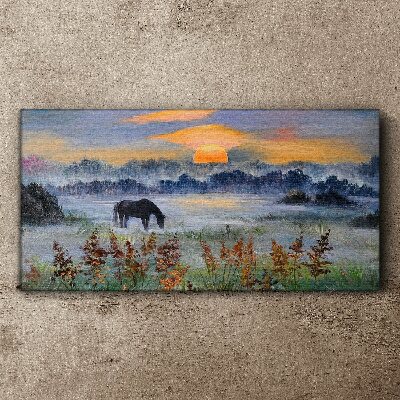 A quiet morning by the lake Print on canvas