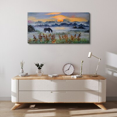 A quiet morning by the lake Print on canvas