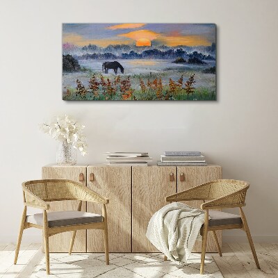 A quiet morning by the lake Print on canvas