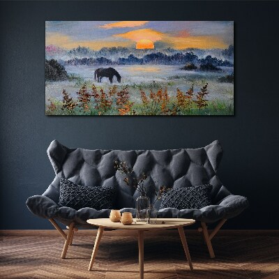 A quiet morning by the lake Print on canvas
