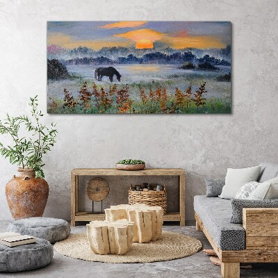 A quiet morning by the lake Print on canvas