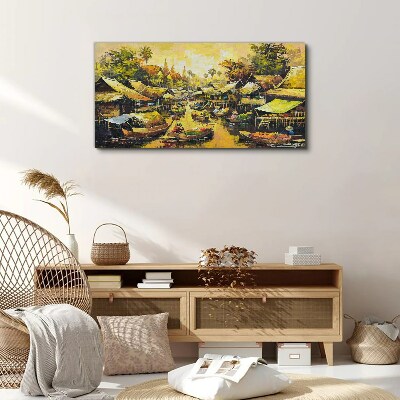 Tropical Water Market Canvas wall art