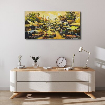 Tropical Water Market Canvas wall art