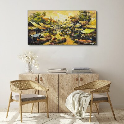 Tropical Water Market Canvas wall art