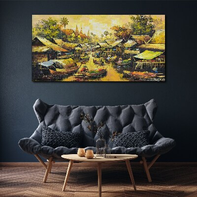 Tropical Water Market Canvas wall art