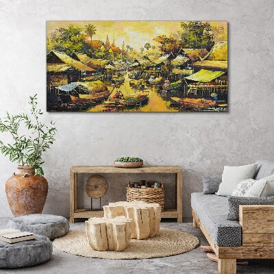 Tropical Water Market Canvas wall art