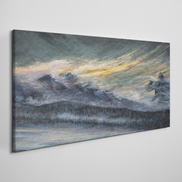 Mountain landscape at dusk Print on canvas