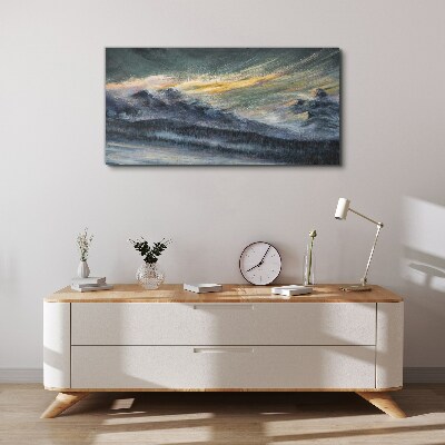 Mountain landscape at dusk Print on canvas